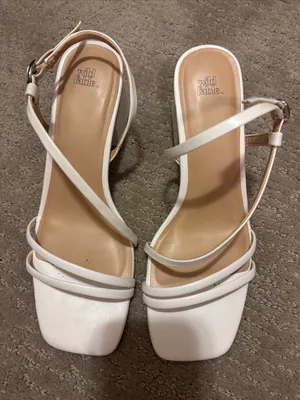 wild fable White Strappy Square-Toe Heeled Sandals thumbnail 1
