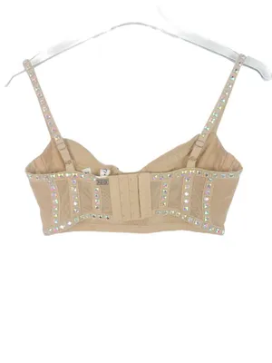 For Love & Lemons Jackpot Longline Bra Top Studded Mesh Underwire Nude Size XXS thumbnail 9