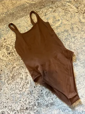 OQQ Women’s Chocolate Brown Bodysuit Size M Streetwear thumbnail 1