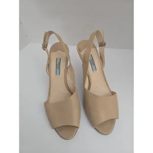 PRADA Womens High Heel Pumps Shoes Beige leather slingback Size EU 38.5 US 8.5 thumbnail 2