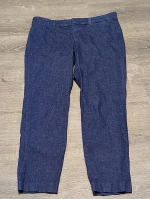Old Navy Mid Rise Pixie Linen Night Flight Denim Trousers Size 12 thumbnail 1