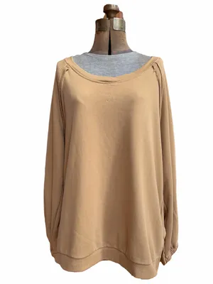 POL French terry pullover sweatshirt crisscross strappy open-back raw hem detail thumbnail 7