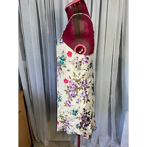 negligee nightgown satin floral purple crimson green NWT thumbnail 7