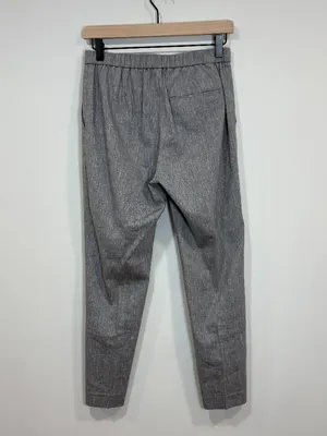 🌟 THEORY 🌟 TREECA PULL ON ELASTIC STRETCH LINEN ANKLE PANT TROUSER GRAY SZ 2 thumbnail 4