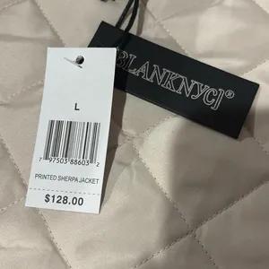 Blank NYC Cream and Blue Teddy Jacket with Retro Pattern thumbnail 2