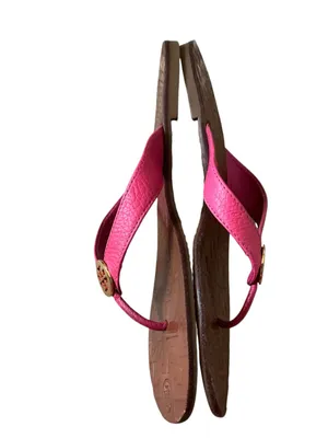 Tory Burch Thora leather thong sandals t-strap size 8 hibiscus thumbnail 6
