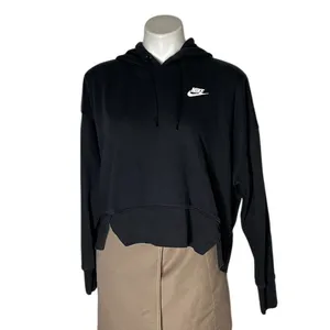NIKE Navy Blue Hoodie High Low Boxy Cropped Fit Side Slits Womens Size Small thumbnail 2