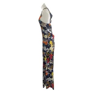 Endless Summer Multicolor Floral Sleeveless Plunge Neck Wide Leg Jumpsuit Sz M thumbnail 3