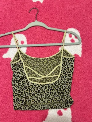 NIKIBIKI Stylish leopard print top with spaghetti straps. Perfect for a bold look. thumbnail 2