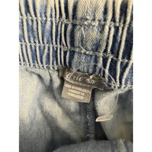 Aerie Light Wash Denim Look Smocked Waist Dolphin Shorts Blue Small thumbnail 4