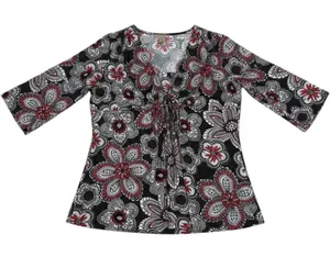 Kim Rogers Y2K 90s Top Medium Black Floral Paisley Boho Teacher Flowy Workwear thumbnail 1