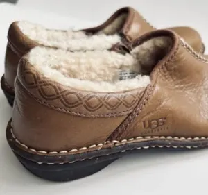UGG Bettey 1928 Shearling Lined Brown Leather Tan Slip-On Shoes Size 7 thumbnail 10