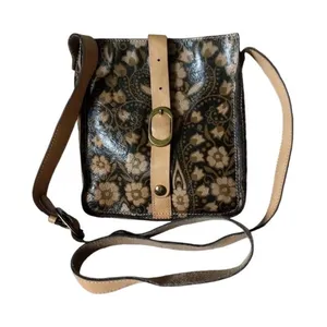 Patricia Nash Venezia Brown and Tan Leather Crossbody Pouch - Discontinued thumbnail 1