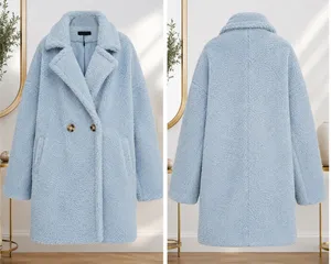 PrettyLittleThing Light Blue Teddy Bear Coat - Size US 10 / UK 14 🧥✨ thumbnail 3