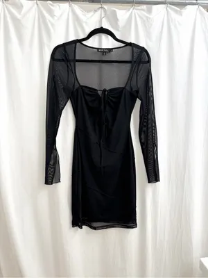 Motel Rocks Black Mesh-Panel Mini Dress thumbnail 3