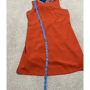 Lulus Women’s Chiffon Mini Shift Dress Sleeveless Sz XS Orange Nautical Zip ￼ thumbnail 9