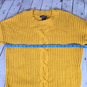 French Connection Womens Mustard Yellow Cable Knit Ribbed Sweater 78MSR Size S thumbnail 7
