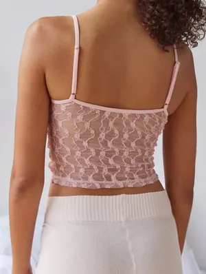 Urban Outfitters NWT Out From Under Lovella Sheer Lace Cami pink thumbnail 2