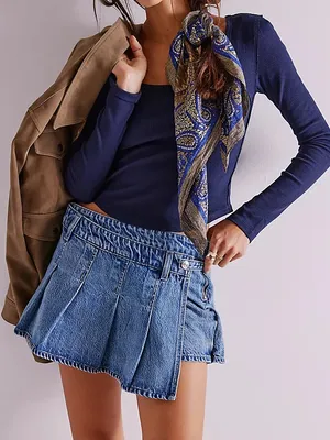 We The Free Stephie Denim Skort in Bella Blue thumbnail 1