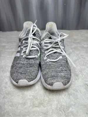 Adidas Cloudfoam White and Gray Knit Sneakers thumbnail 2