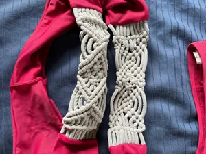 Wine Red And Grey Macramé Bikini Set. Medium. thumbnail 4
