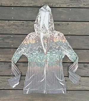 Y2K Brown/Green One World Ribbed Thin Sweatshirt Hoodie Earth Tones thumbnail 1