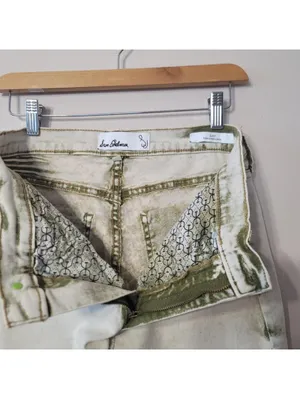 Sam Edelman Bay Flare Jeans Moss Green & Sand Sz 28 Grunge thumbnail 8