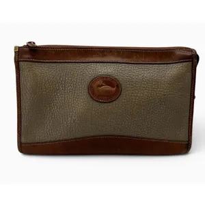 Vintage Dooney & Bourke AWL Crossbody Bag Taupe British Tan Leather USA Purse thumbnail 2