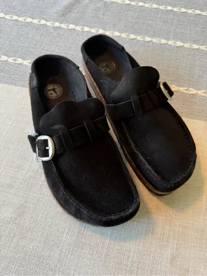 NWOT BIRKENSTOCK women's buckley leather clog in black Size 38 thumbnail 5