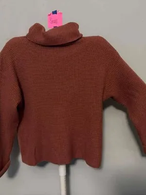 Waffle-Knit Turtleneck Sweater - Dusty Rose thumbnail 2