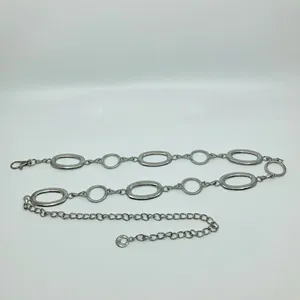 Y2K Minimalist Silver Geometric Link Chain Belt, Fits 29–42 Inches, X7GA1221 thumbnail 6