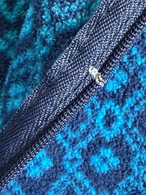 Lands End Women’s XL 18 Blue Teal Geometric Fleece Quarter Zip Pullover Gorpcore thumbnail 4