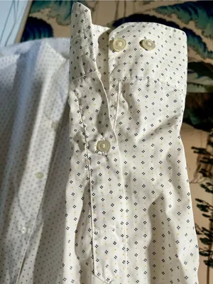 Banana Republic White Shirt with Navy Dot Print thumbnail 8