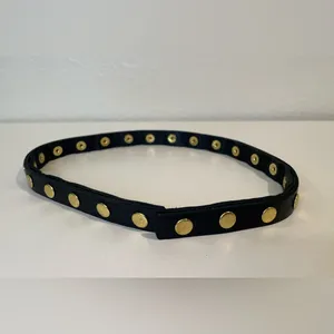 JEUN BANG Women’s Black Slim Belt with‎ Gold Studs thumbnail 4