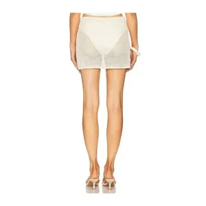 Good American Crochet Low Rise Skirt Cream 1XL Boho Swim cover #785 thumbnail 4