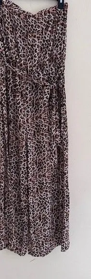 Simplee Belted Leopard Wide Leg Tube Jumpsuit thumbnail 1
