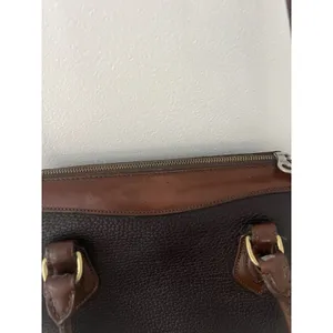 Dooney &Bourke Vintage Brown And Black All Weather Leather Sat Hel Crossbody Bag thumbnail 14