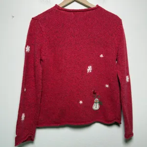 VTG Northern Isles Women Sweater M Red Snowman Snowflake Felted Holiday Festive thumbnail 8