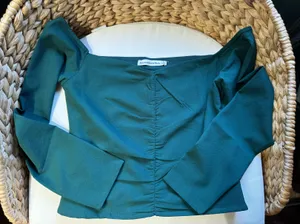 Abercrombie Long-Sleeve Cinched Front Off-The-Shoulder Top thumbnail 1