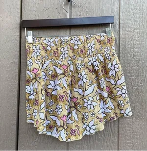 Aerie Womens Shorts Beige Tan Pink Floral Smocked Waist Flowy Size Medium thumbnail 3