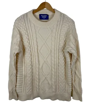 Aelfric Eden Cream Cable Knit‎ Sweater Medium Fisherman Minimalist Cozy Neutral thumbnail 1