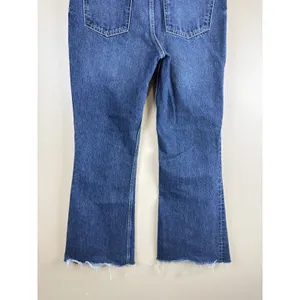 Zara Jeans Womens Blue Size 6 Denim Flare High Rise Raw Hem Medium Wash thumbnail 7