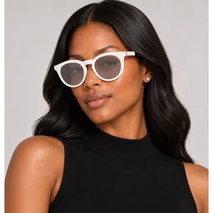 Moncler Odeonn ML0291 21C White Black Round Sunglasses Unisex thumbnail 1