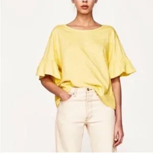 Zara Basic Collection Yellow Top thumbnail 4
