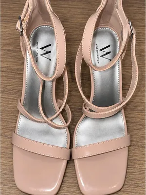 Worthington Milena Nude Patent Strappy Wedge Sandals thumbnail 1