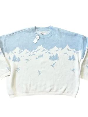 LOFT Mountain Ski Sweater Long Sleeve Snow Mountain Design Blue Size XL thumbnail 6