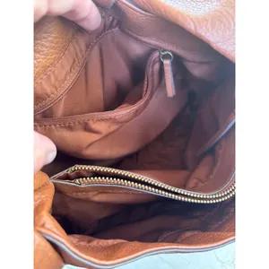 Brown Pebbled FAUX Leather Hobo Shoulder Bag With Dual Inside Pockets & Zipper thumbnail 6