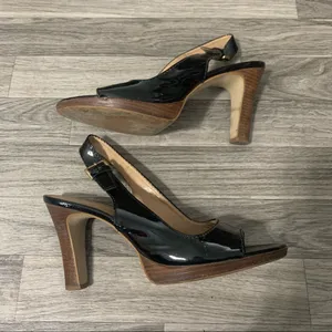 Franco Sarto Black Tan Heels; Size 9.5 Women’s thumbnail 3