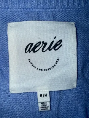 Aerie Light Blue Cable Knit Sweater Chunky thumbnail 2