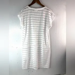 Calvin Klein M White Perforated Pocketed V-Neck Swim Coverup thumbnail 2